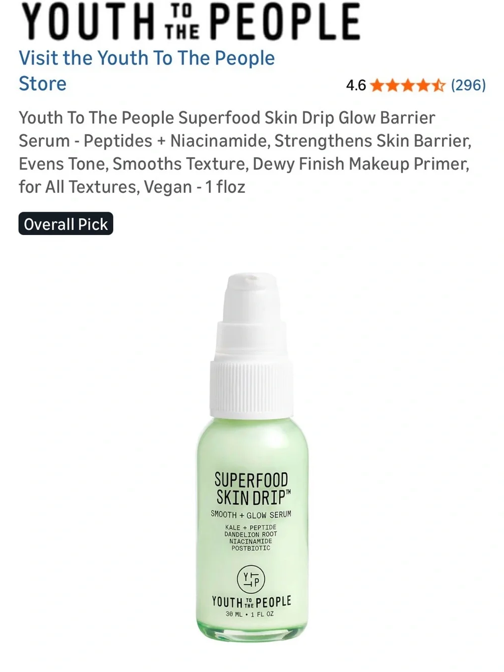 Youth To The People Superfood Skin Drip™ Smooth + Glow Serum 1oz & Cleanser 2oz
